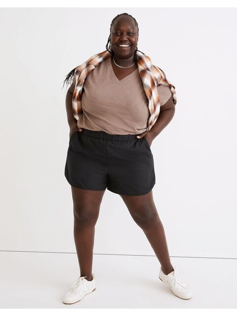 NWT Madewell Women's Plus Pull-On Shorts Elastic Waist Almost Black Size 4X